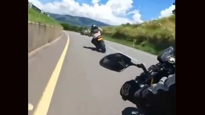 Mistrz prostej wylatuje z zakrętu na motocyklu 