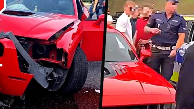 Pijany drifter rozbija Dodge`a na oczach policjantów - Koszalin