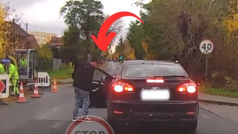 Szarpał kobietę, opluł i zwyzywał, bo wymusiła mu pierwszeństwo. Nagranie z Chrzanowa