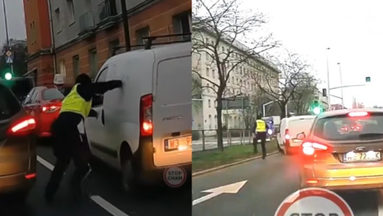Nagranie z policyjnego pościgu ulicami Warszawy. Policjant próbował wyciągnąć kierowcę