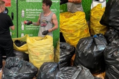 Przyszedł z ponad 4,5 tysiącami butelek. Za jednym razem zgarnął 2300 zł. Nagranie podbija internet